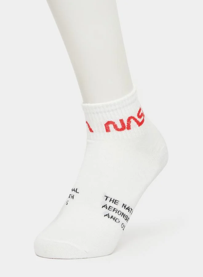 Styli Pack of 5 - Printed Detail Ribbed Cuff Ankle Socks